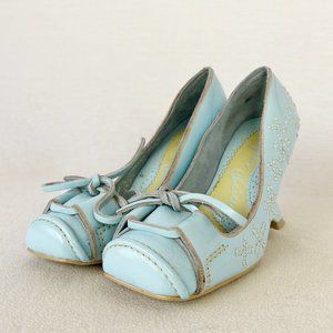 Irregular Choice Leather Square Toe Pumps Wedges